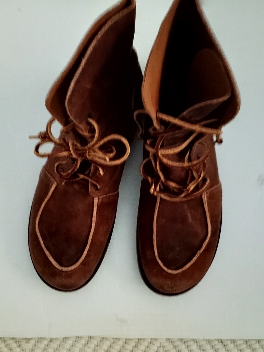 CYDWOQ (Sidewalk)Men's Brown Leather Boots Made In USA Custom Size 44 10.5
